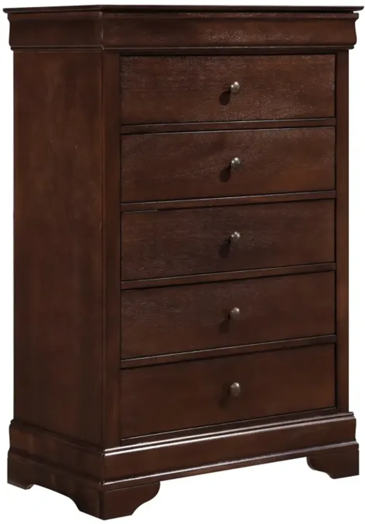 Louis Philippe Style 1pc Chest of Drawers Brown Cherry Finish Okume Veneer Bedroom Furniture