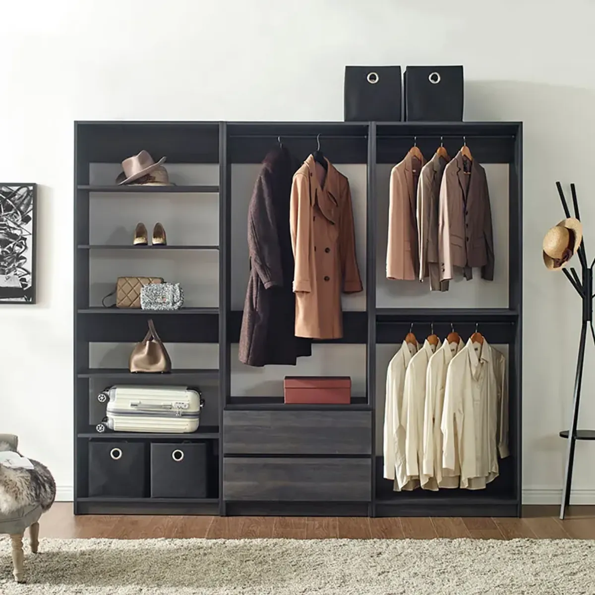 Prosper Gray Freestanding Walk in Wood Closet System