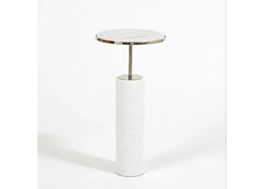 Tall Cored Marble Table-Silver