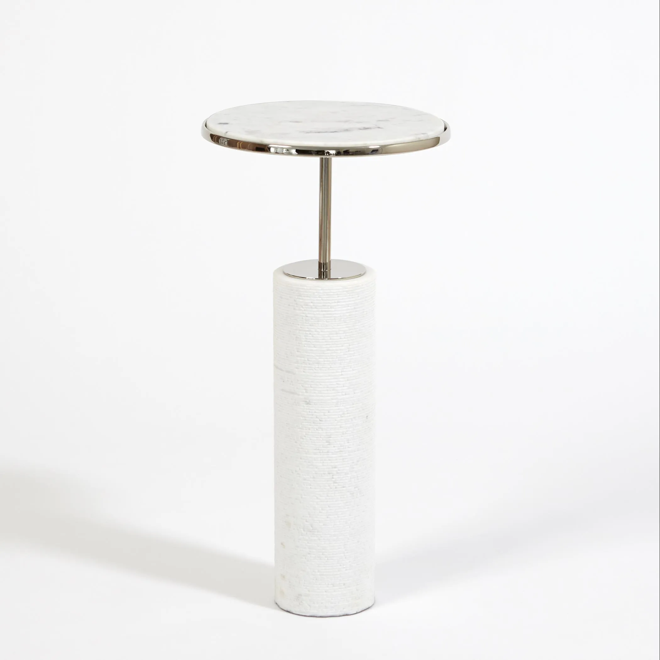 Tall Cored Marble Table-Silver