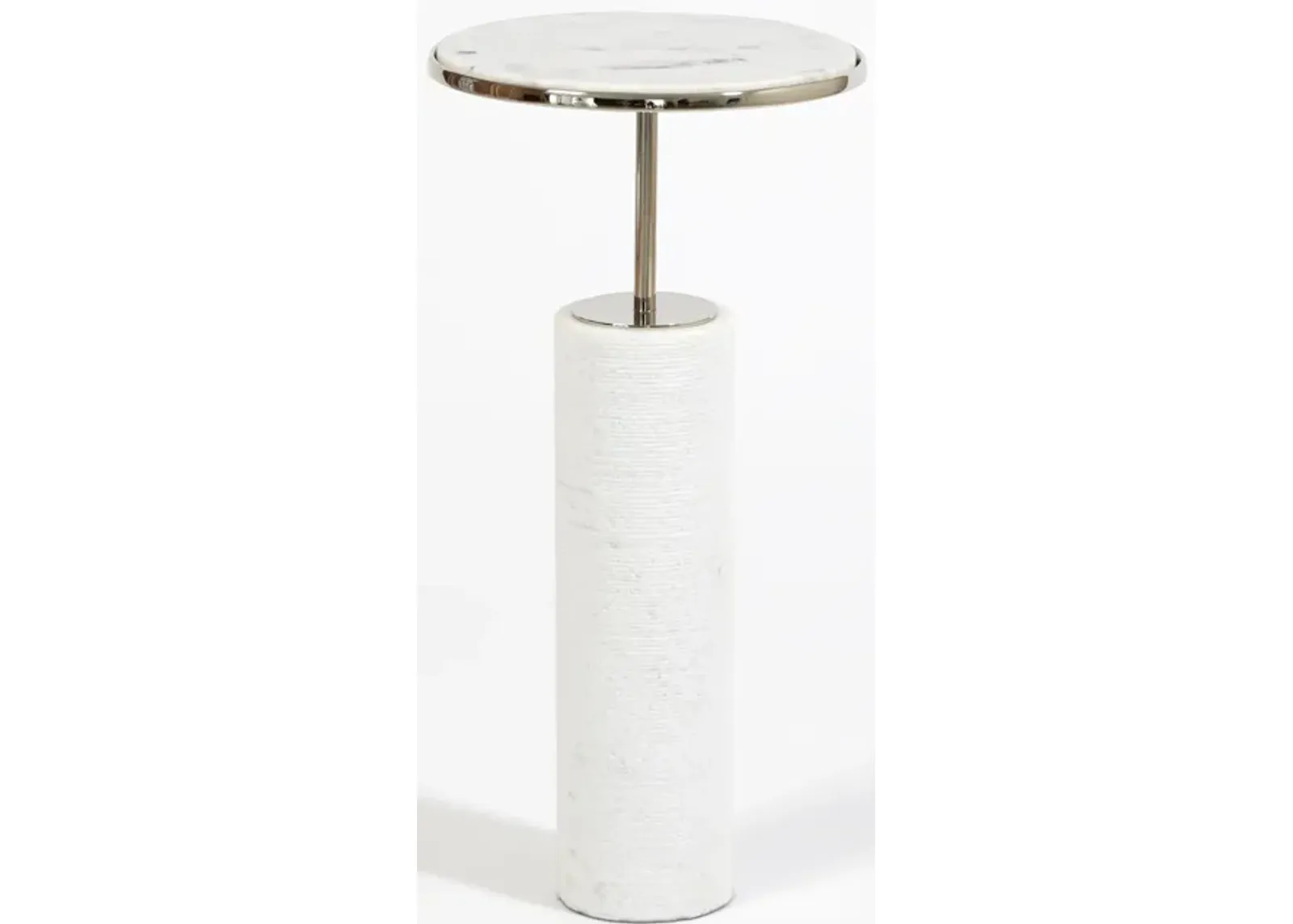 Tall Cored Marble Table-Silver