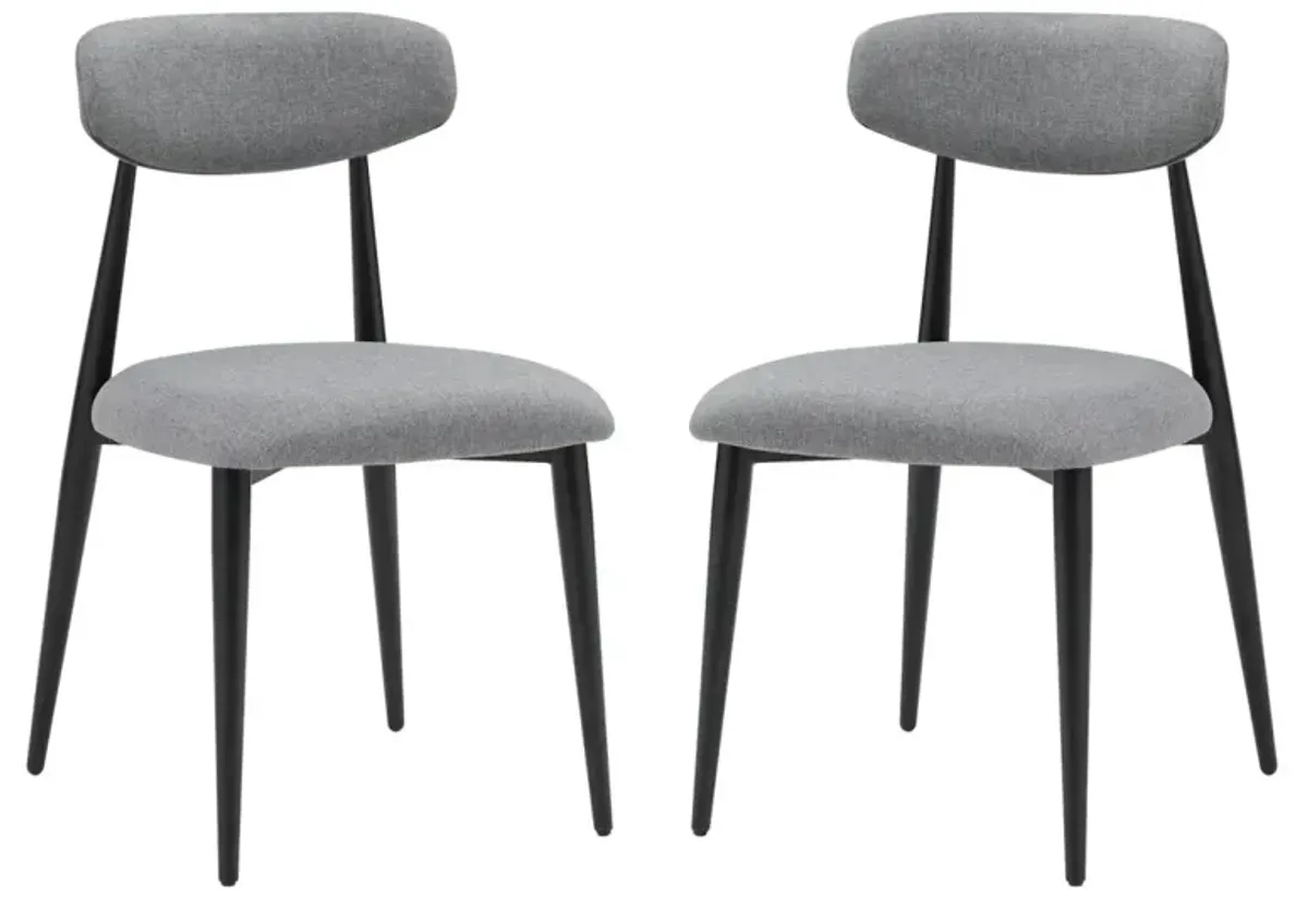 Modern Dining Chairs Set Of 2, Curved Backrest Round Upholstered And Metal Frame