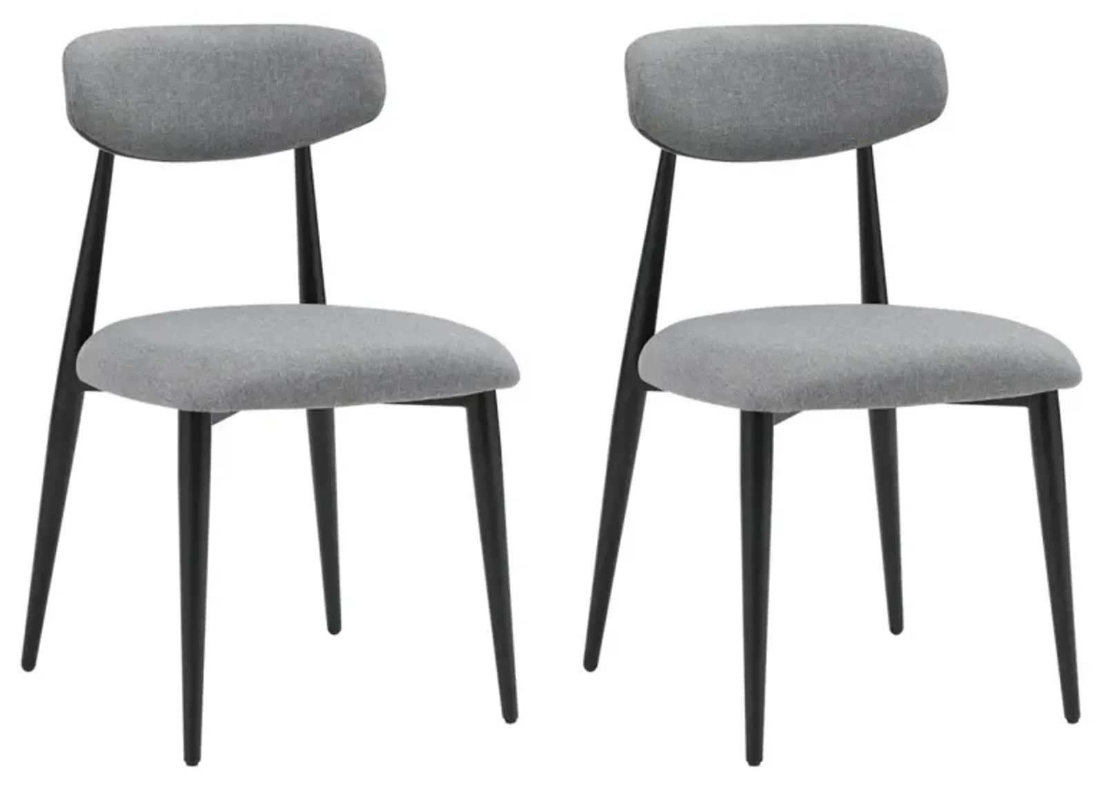 Modern Dining Chairs Set Of 2, Curved Backrest Round Upholstered And Metal Frame