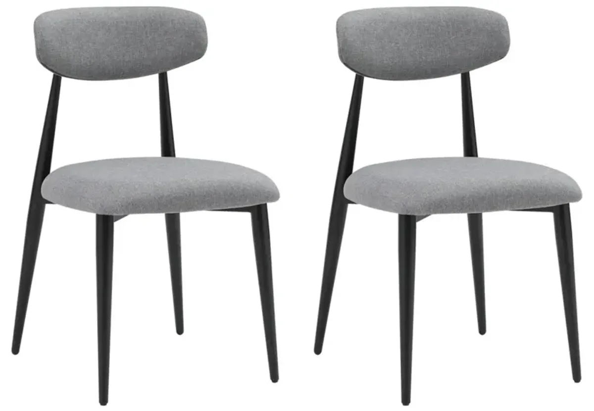 Modern Dining Chairs Set Of 2, Curved Backrest Round Upholstered And Metal Frame