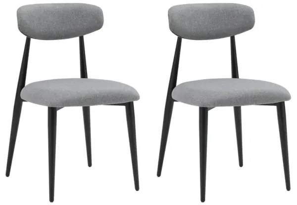 Modern Dining Chairs Set Of 2, Curved Backrest Round Upholstered And Metal Frame