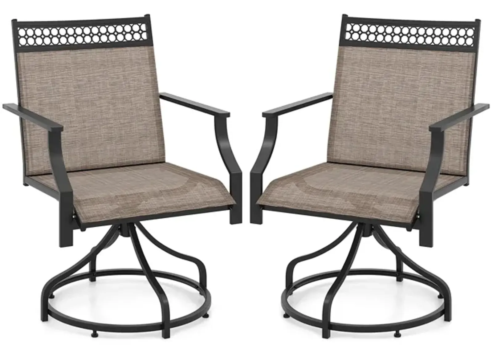 Patio Swivel Dining Chairs Set of 2 with Heavy-duty Metal Frame and Armrests