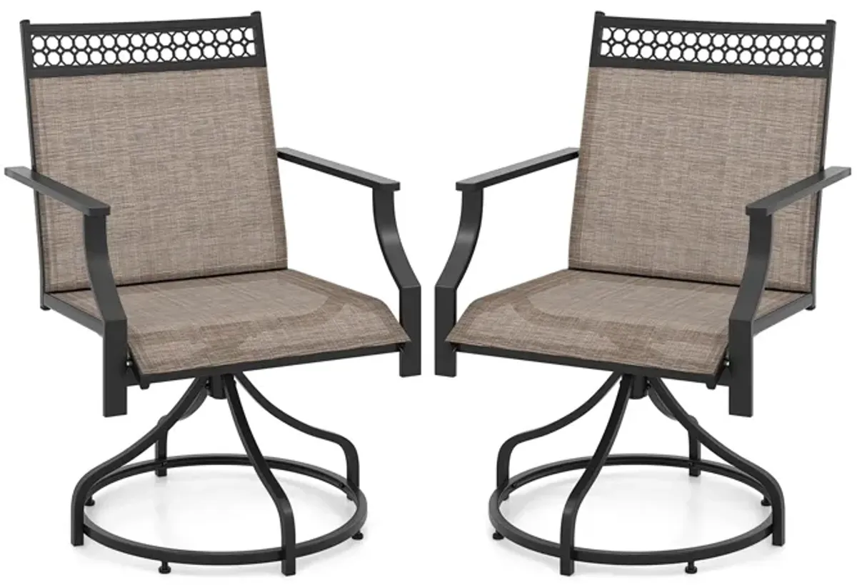 Patio Swivel Dining Chairs Set of 2 with Heavy-duty Metal Frame and Armrests