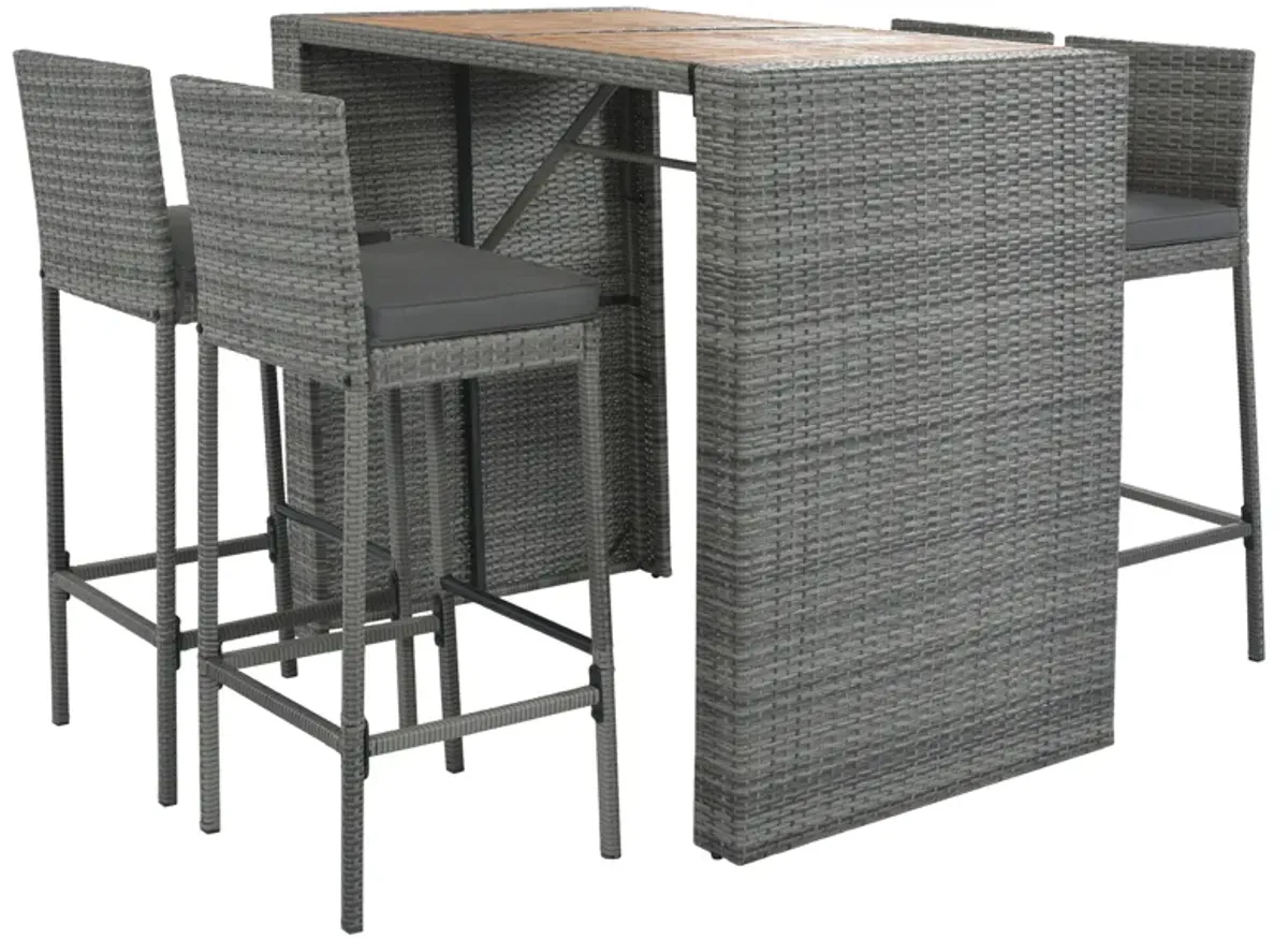 Streamdale 5-Piece Wicker Bar Set with Non-Slip Feet