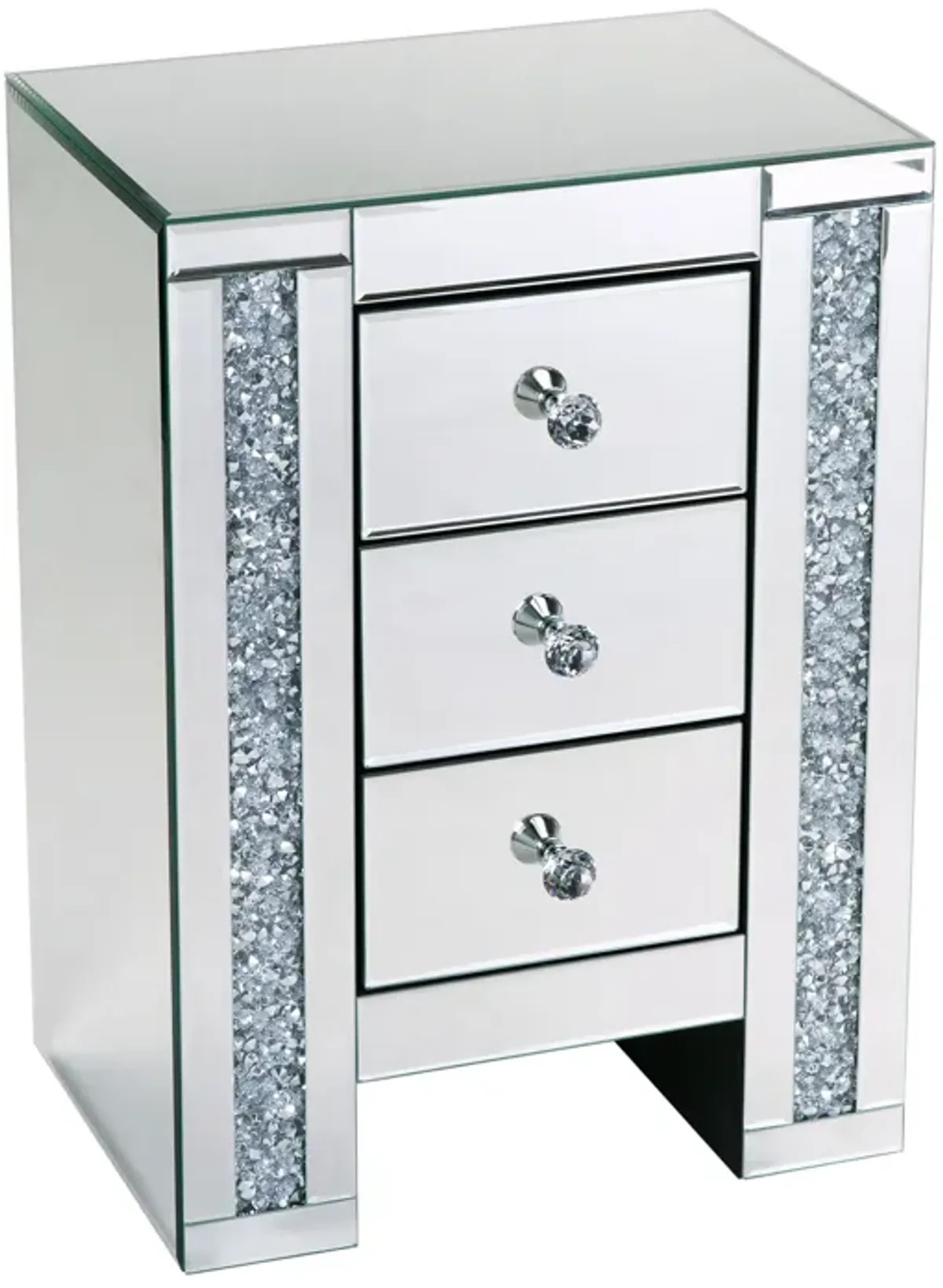 Jaxpety Triple Mirrored Nightstand with Acrylic Finish