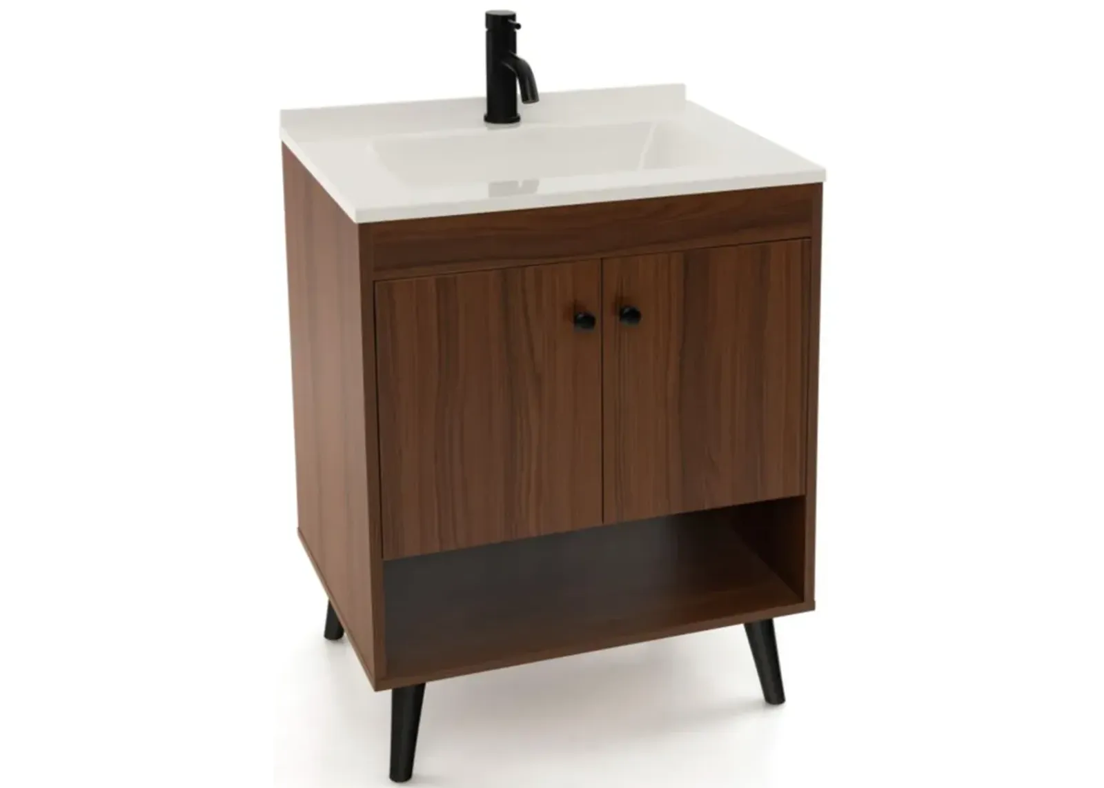 Hivvago 25 Inch Wooden Bathroom Storage Cabinet with Sink