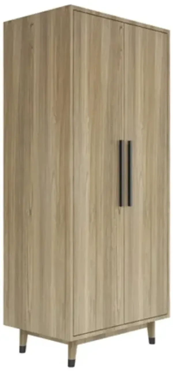 Mid-Century Style 2-Door Closet Armoire for Bedroom Storage