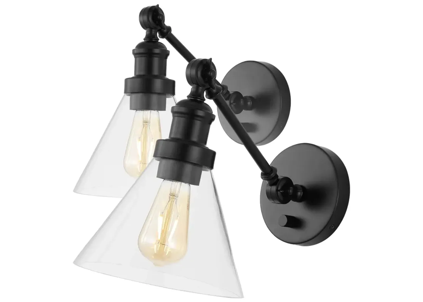 Cowie Iron/Glass Adjustable LED Wall Sconce (Set of 2)