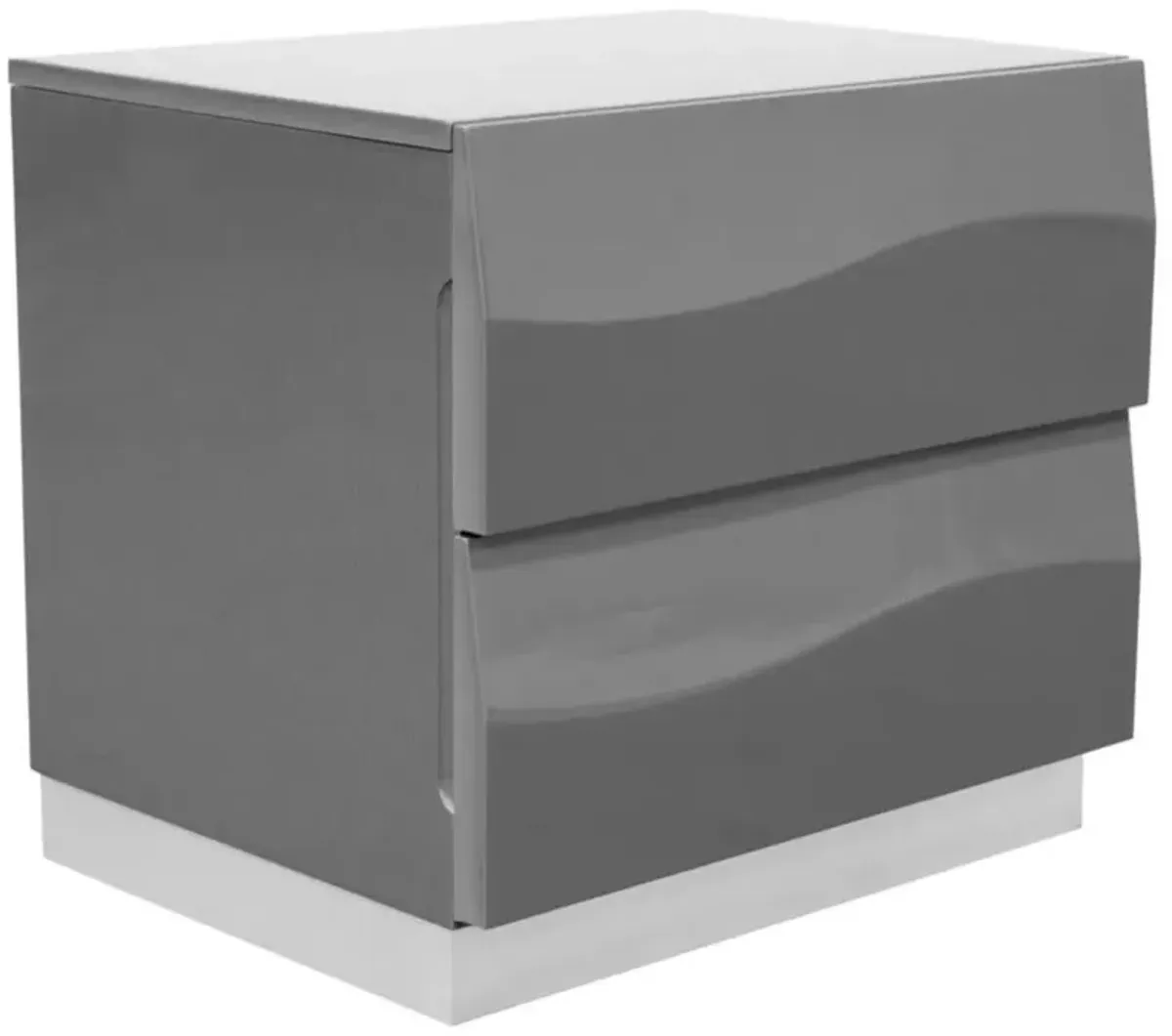 Best Master Furniture Best Master Leon 2-Drawer Poplar Wood Bedroom Nightstand in Gray High Gloss