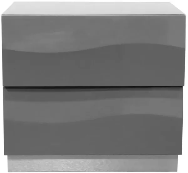 Best Master Furniture Best Master Leon 2-Drawer Poplar Wood Bedroom Nightstand in Gray High Gloss