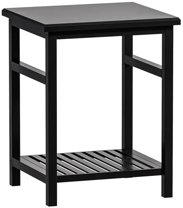 Space-saving Bamboo Nightstand (Black)