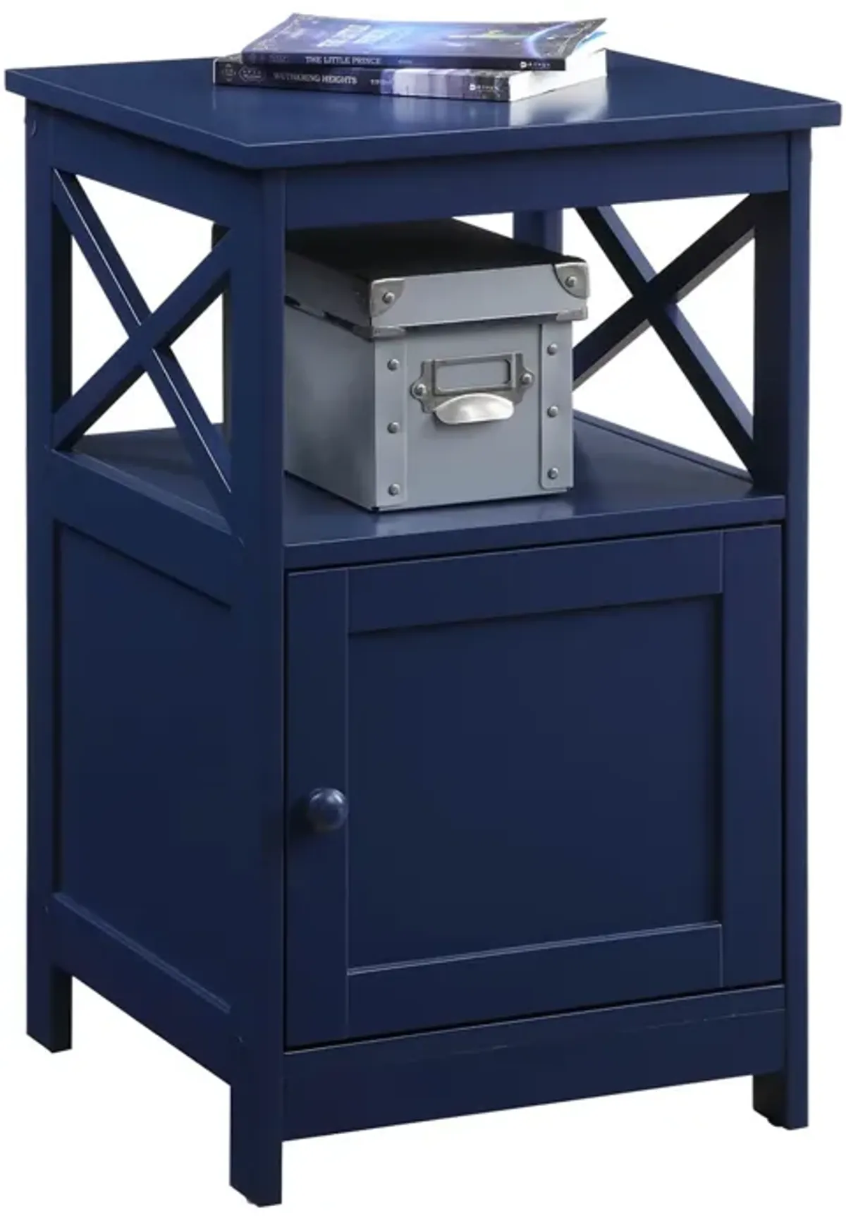 Convenience Concepts Oxford End Table with Storage Cabinet and Shelf, Cobalt Blue