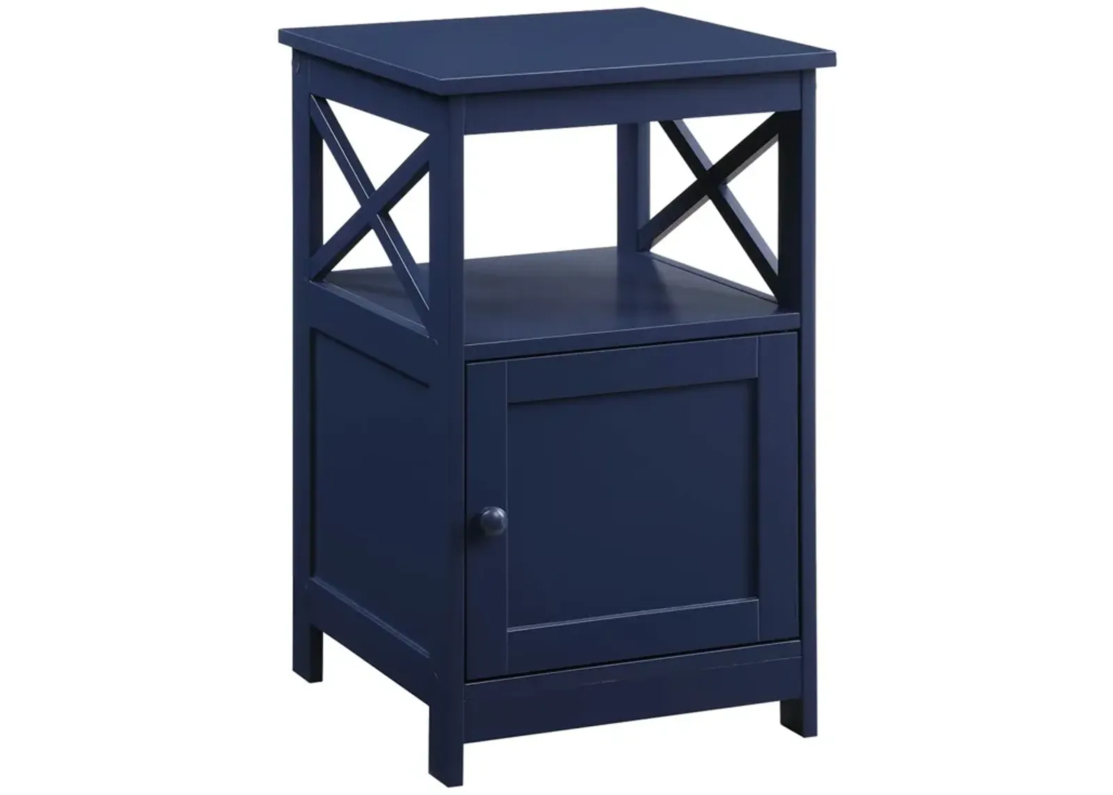 Convenience Concepts Oxford End Table with Storage Cabinet and Shelf, Cobalt Blue