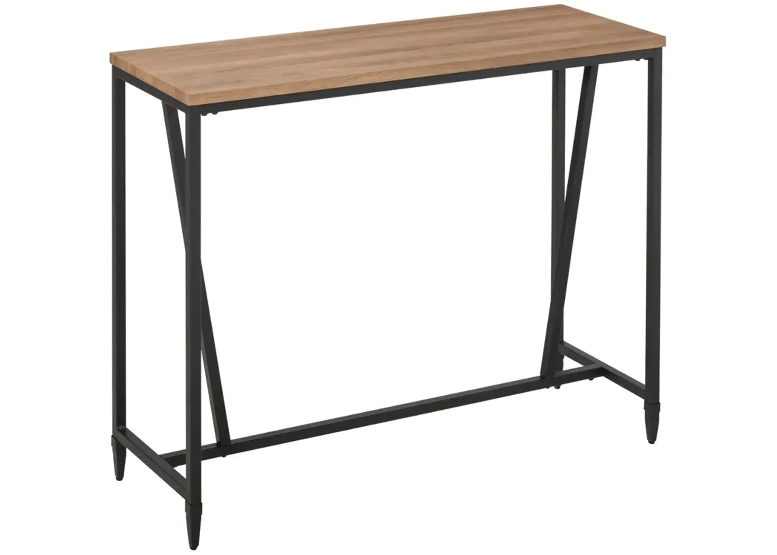 Rustic Brown Bar Table: Pub-Height Table with Metal Legs