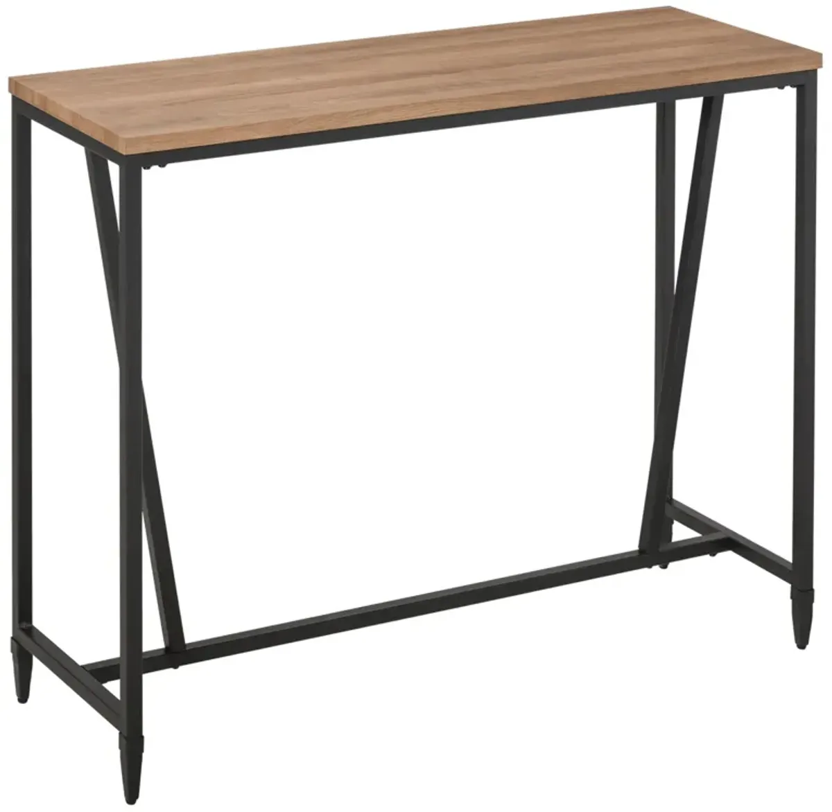 Rustic Brown Bar Table: Pub-Height Table with Metal Legs