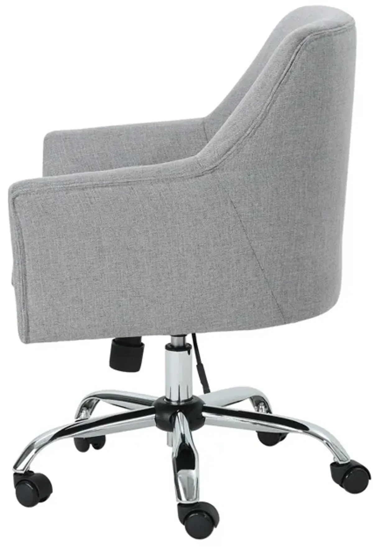 Heza Swivel Office Chair, Gray Fabric, Rolling Wheels, Chrome Metal -Benzara