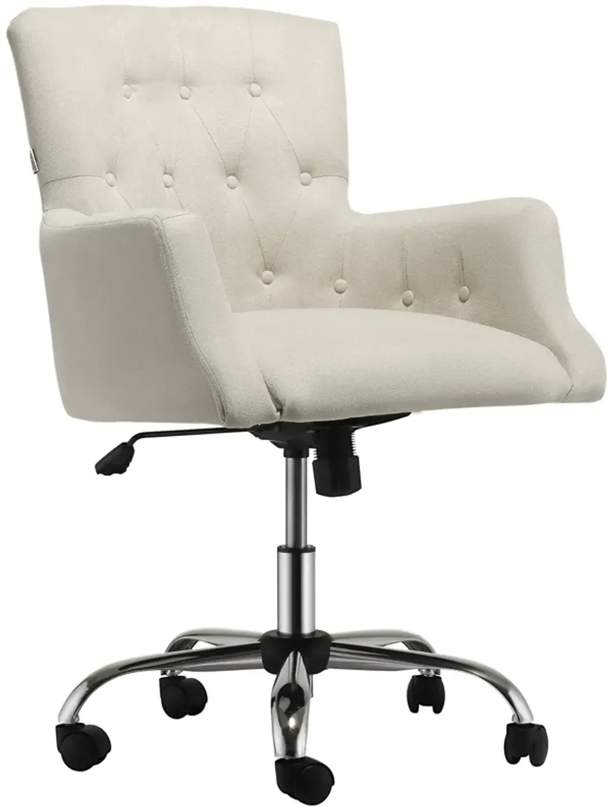 Cream White Task Seat: Linen Fiber Office Chair with Tufted Back