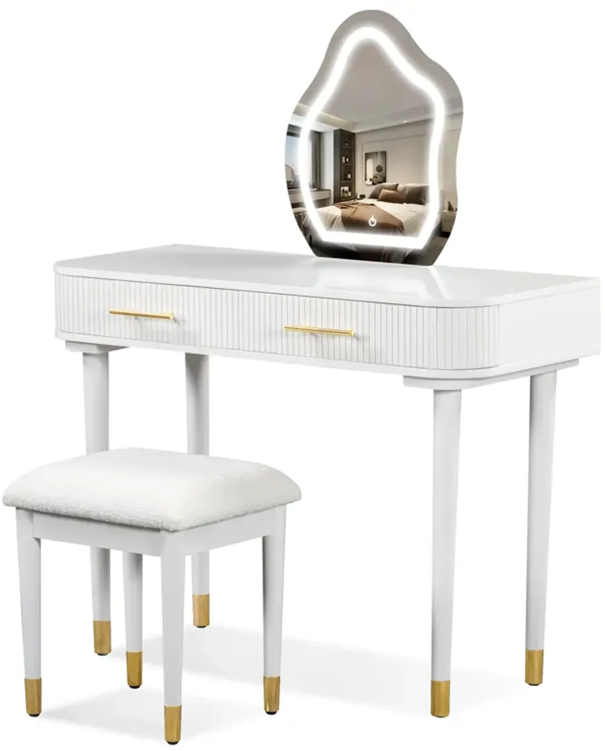 Merax Modern Vanity Table Set with Mirror