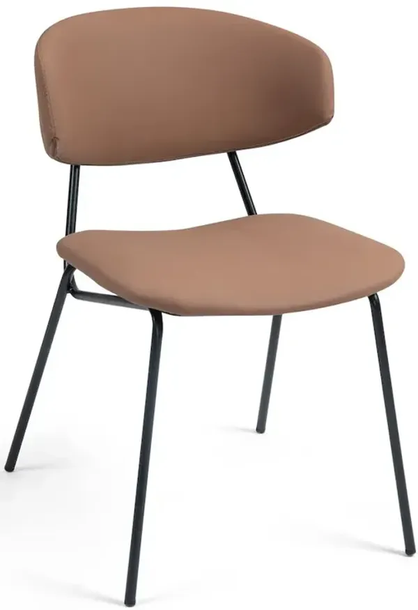 Glamour Home Set of 2 Benito Brown Faux Leather Dining Chair with Black Iron Legs