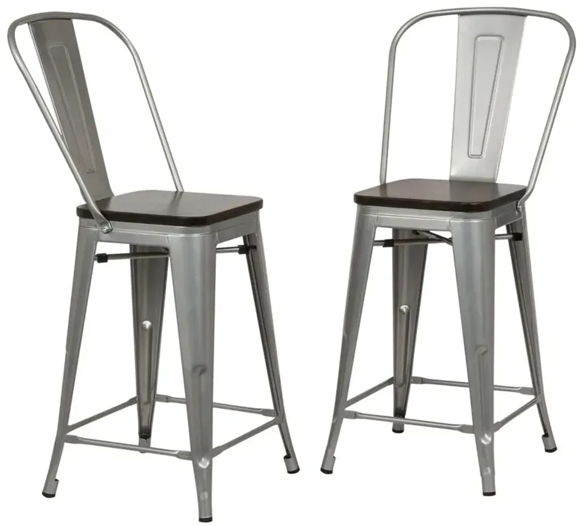 Carolina Living Ash 24 Counter Stool - Set of 2 - Silver/Elm