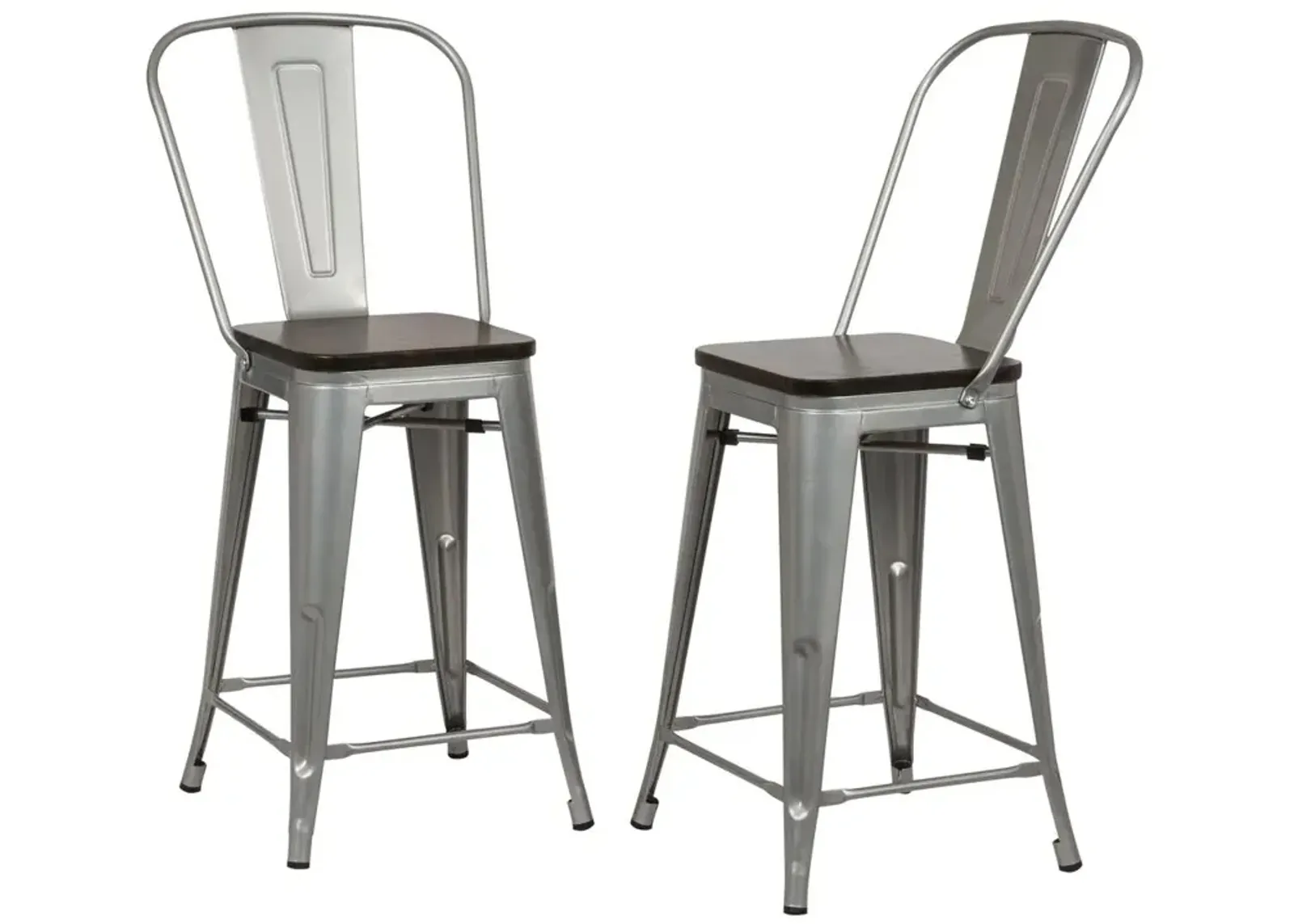 Carolina Living Ash 24 Counter Stool - Set of 2 - Silver/Elm