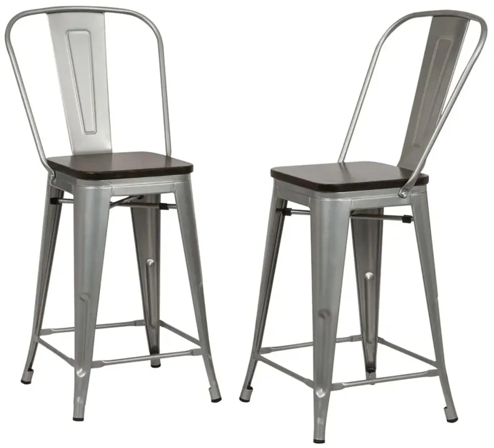 Carolina Living Ash 24 Counter Stool - Set of 2 - Silver/Elm