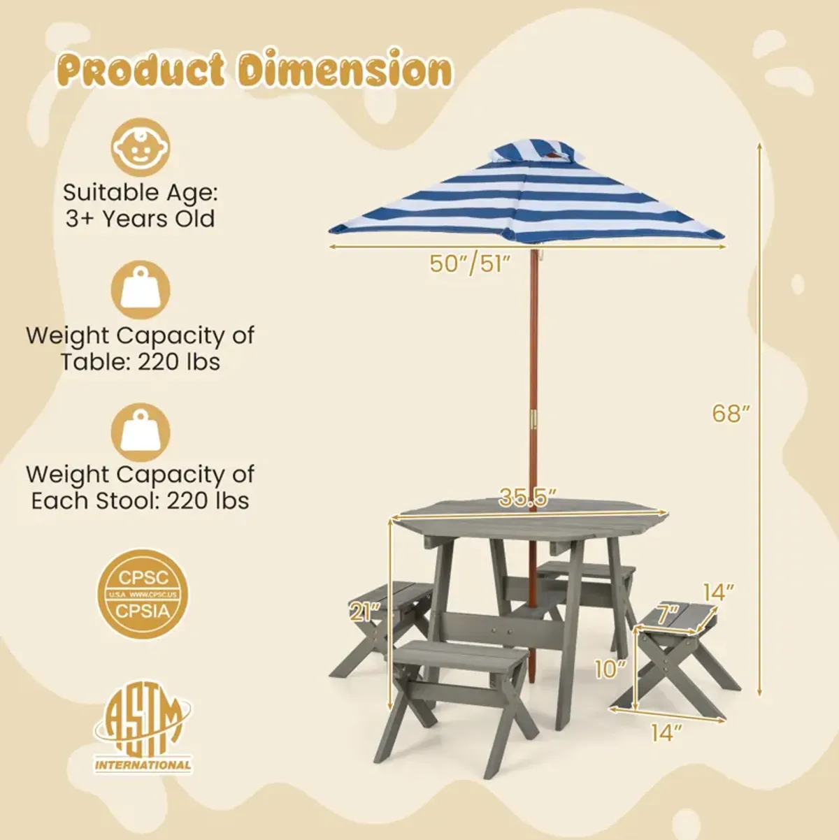 Kids Wooden Table Set – Child-Sized Furniture for Play, Study, and Activities