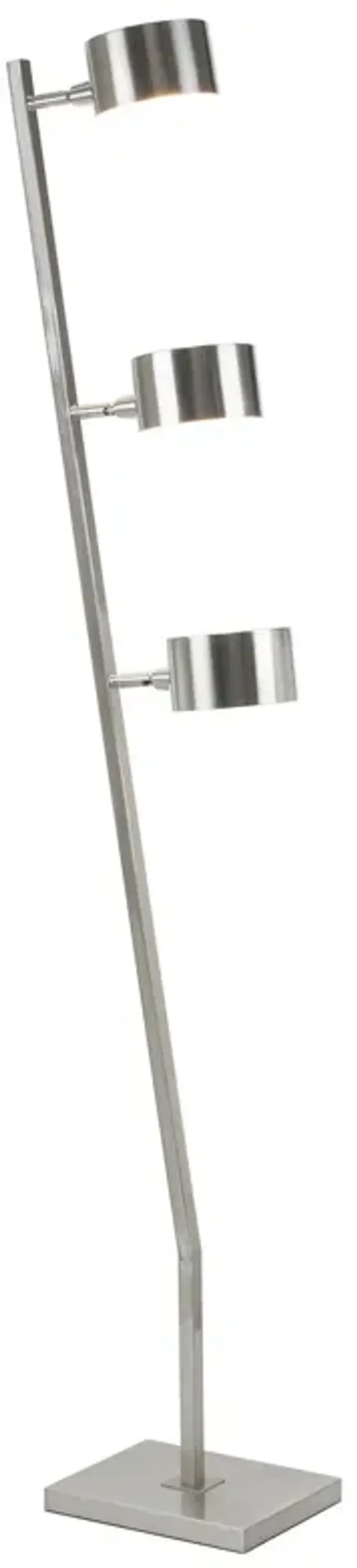 60 Inch Floor Lamp, 3 Drum Metal Shades, Modern Style, Silver Frame - Benzara