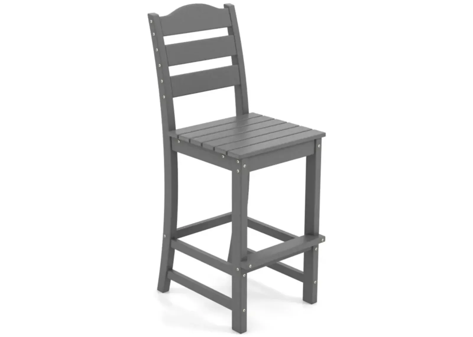 Hivvago 30 Inches Counter Height HDPE Bar Stool with Backrest and Footrest-Gray