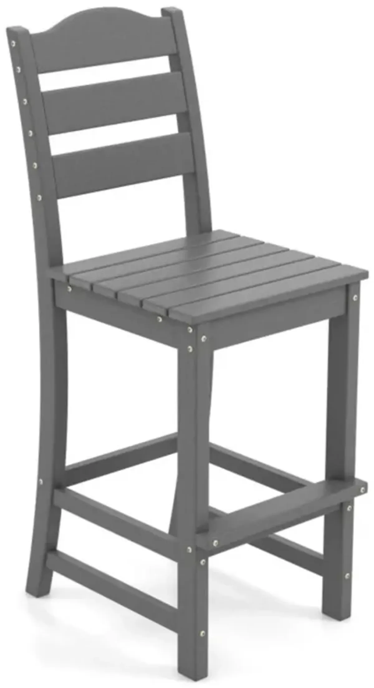 Hivvago 30 Inches Counter Height HDPE Bar Stool with Backrest and Footrest-Gray