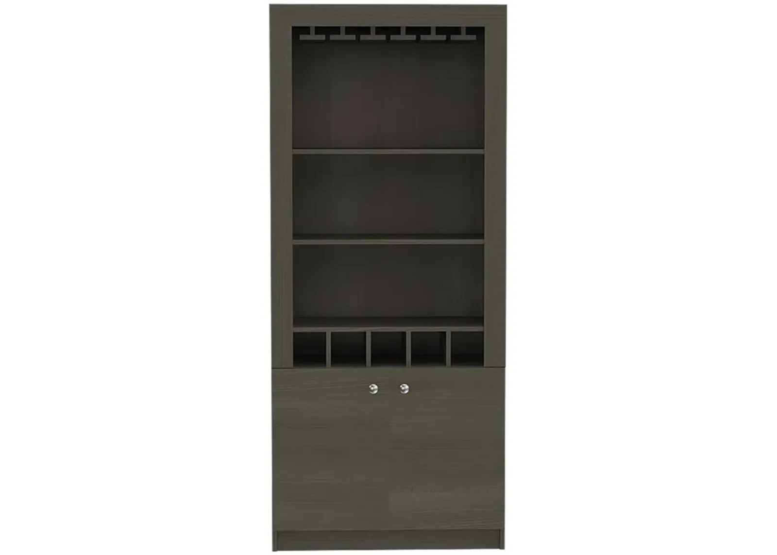 Plympton 3-Shelf Rectangle 5-Bottle Bar Cabinet Smokey Oak