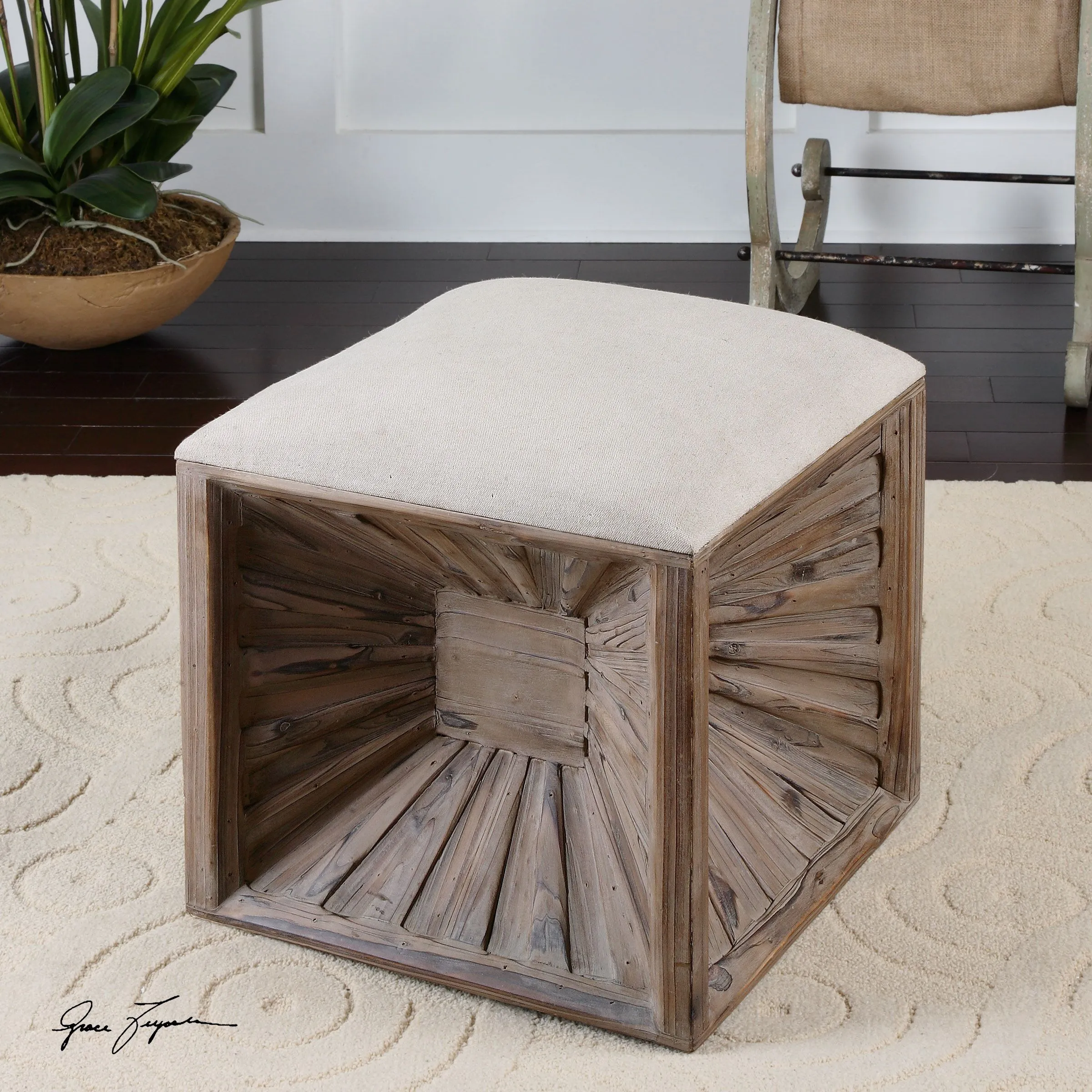 Uttermost Jia Wooden Ottoman