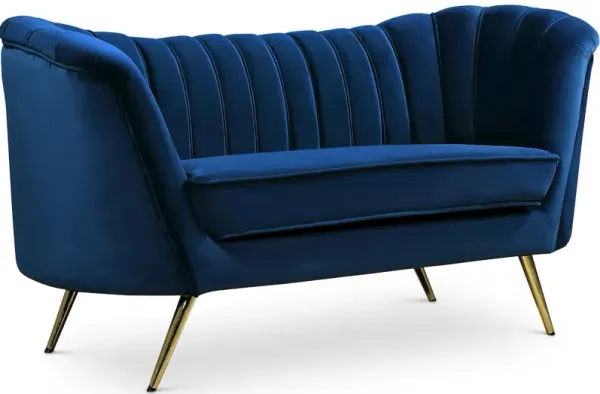 Meridian Furniture Margo Navy Velvet Loveseat