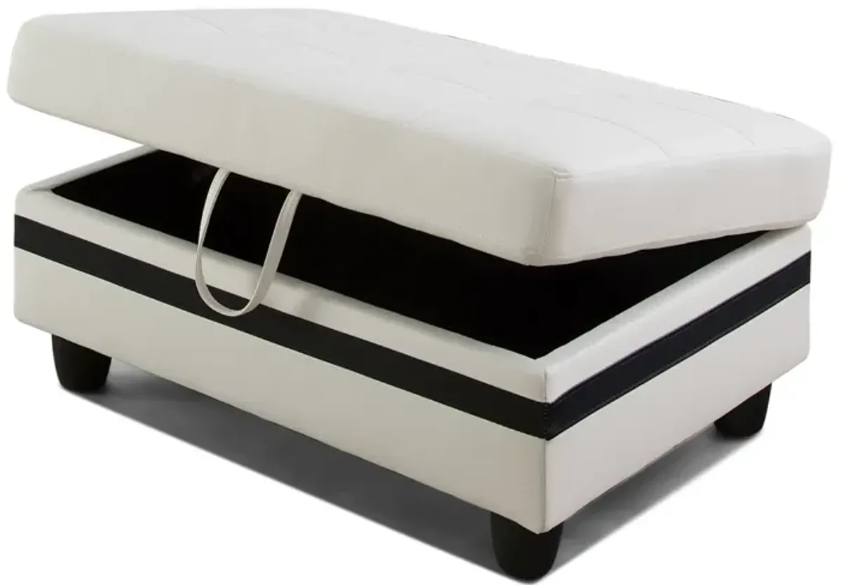 35 in. W Faux Leather Rectangle Ottoman with Storage