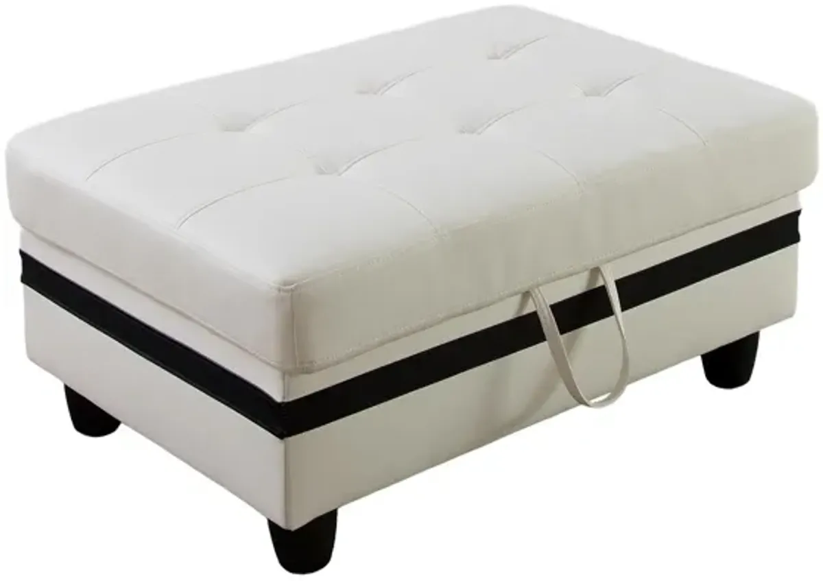 35 in. W Faux Leather Rectangle Ottoman with Storage