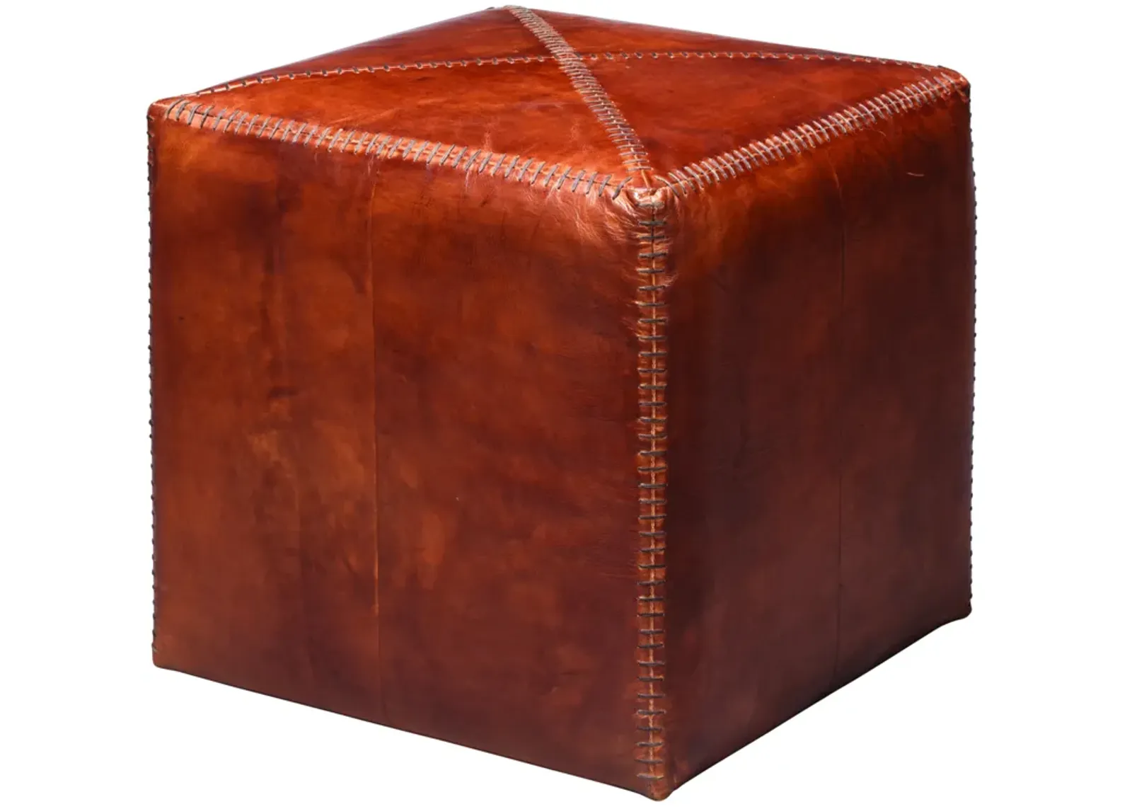 Tobacco Leather Ottoman