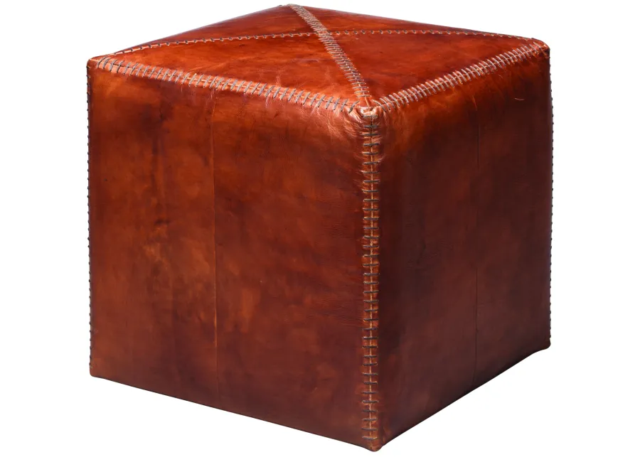 Tobacco Leather Ottoman