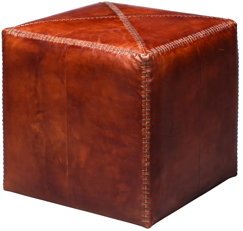 Tobacco Leather Ottoman