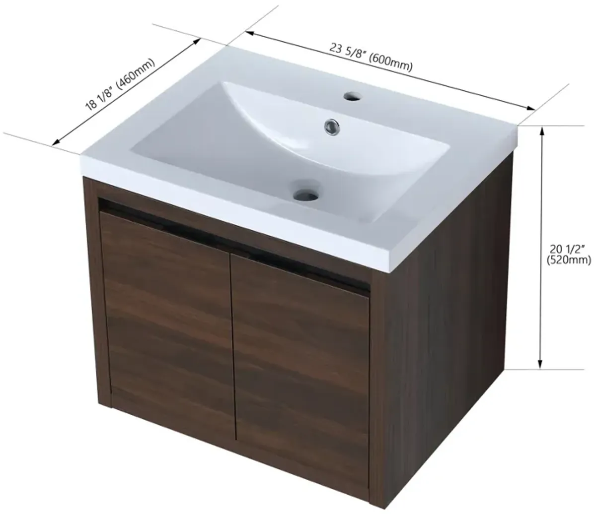 24 Inch Bathroom Cabinet with Sink, Soft Close Doors