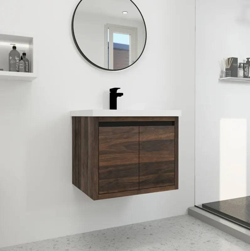 24 Inch Bathroom Cabinet with Sink, Soft Close Doors