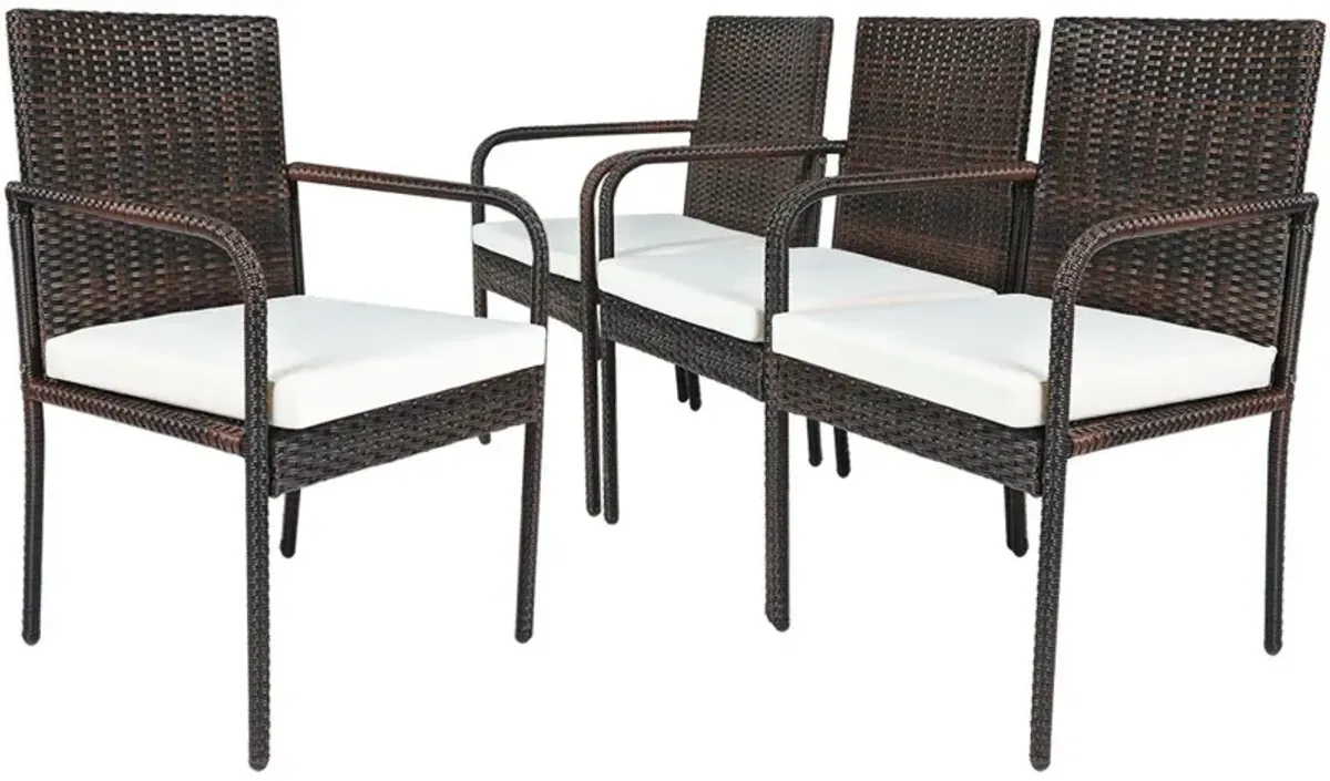 4 Pieces Outdoor Patio Rattan Dining Chairs Cushioned Sofa