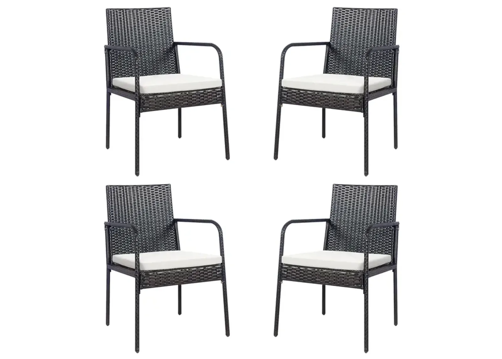 4 Pieces Outdoor Patio Rattan Dining Chairs Cushioned Sofa