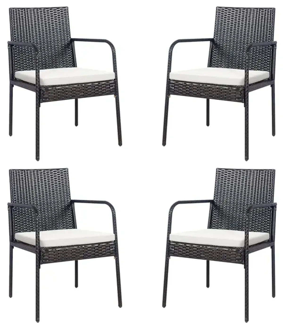 4 Pieces Outdoor Patio Rattan Dining Chairs Cushioned Sofa