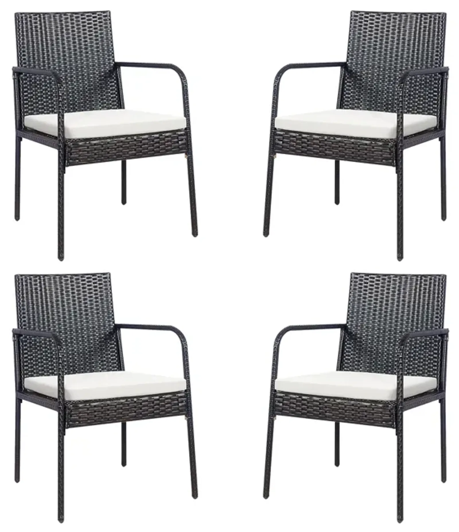 4 Pieces Outdoor Patio Rattan Dining Chairs Cushioned Sofa