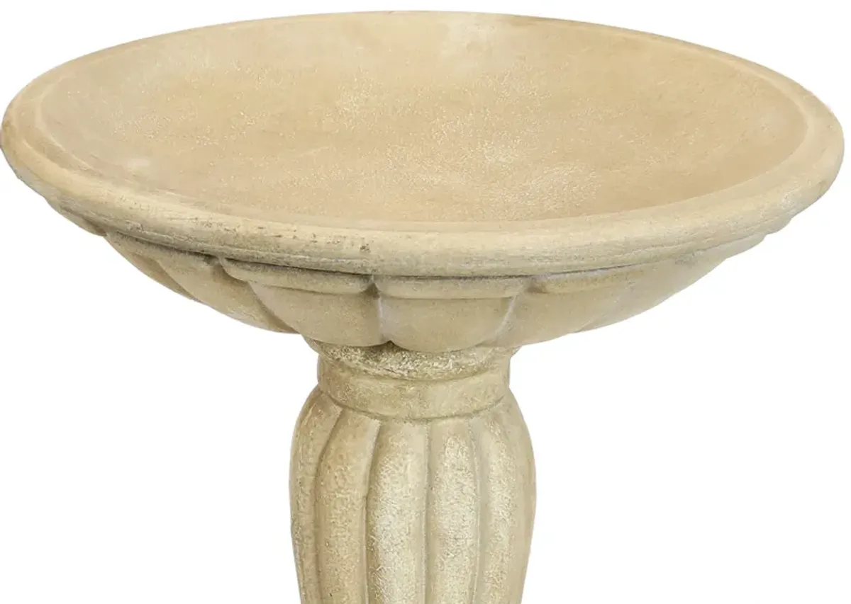 Sunnydaze Grecian Glass Fiber Reinforced Concrete Bird Bath - 16 in - Cream