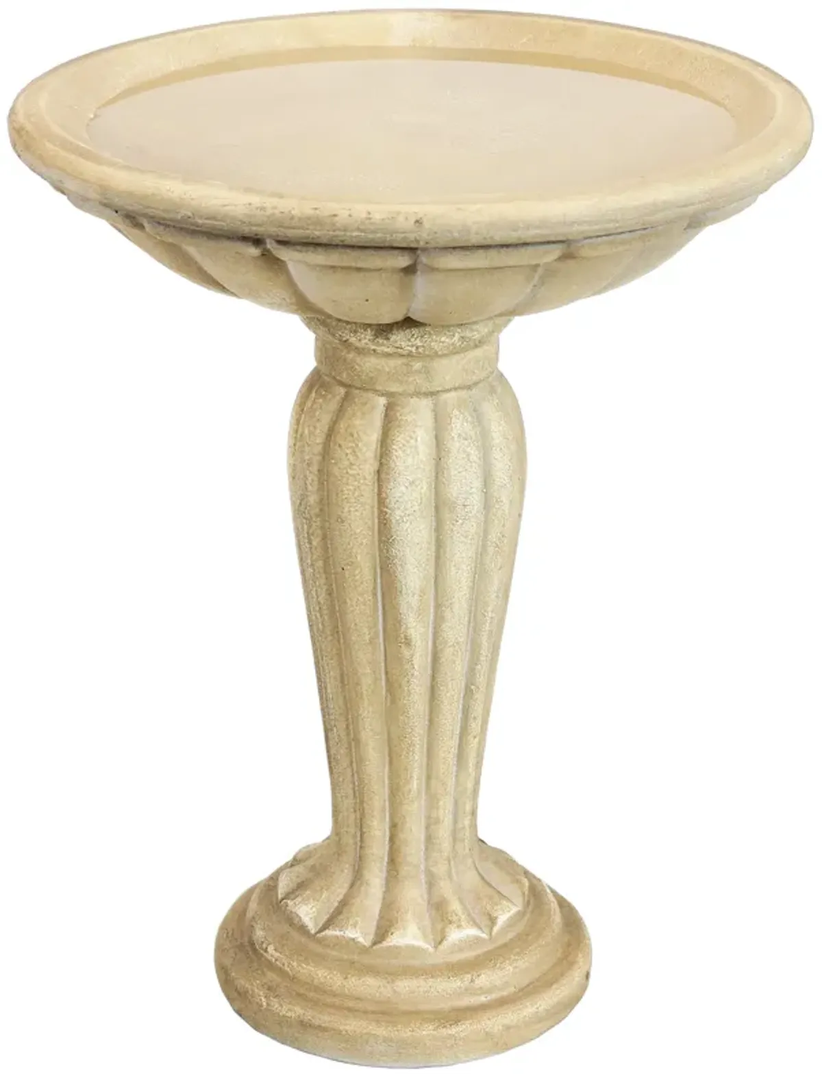 Sunnydaze Grecian Glass Fiber Reinforced Concrete Bird Bath - 16 in - Cream